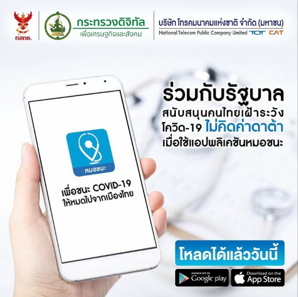 บริษัท โทรคมนาคมแห่งชาติ จำกัด (มหาชน) หรือ NT ร่วมสนับสนุนคนไทยเฝ้าระวัง  โควิด-19